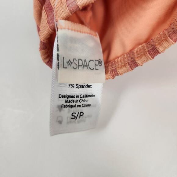 L*Space Axel Bikini Top One Shoulder in Two Tone Rib Orange Size Small NWT - Picture 5 of 6